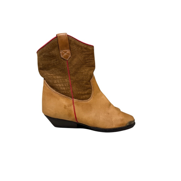 Zodiac USA Women's Western Anke Booties Size 5 Two-Tone Brown/Tan Leather Sz 5 - Picture 3 of 8